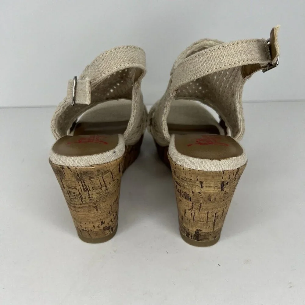 Jellypop Adelie Wedge Woven Buckled Sandals Eggshell Cream Womens Size 6.5M